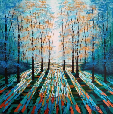 Картина под названием "Forest Daydream" - Amanda Horvath, Подлинное произведение искусства, Акрил Установлен на Деревянная р…