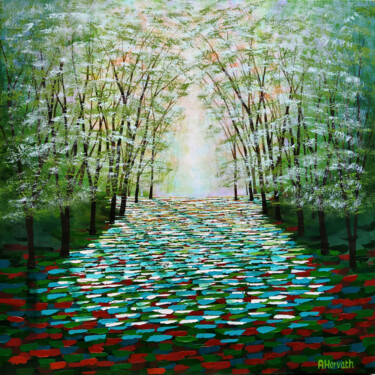 Картина под названием "A Quieter Forest Way" - Amanda Horvath, Подлинное произведение искусства, Акрил Установлен на Деревян…