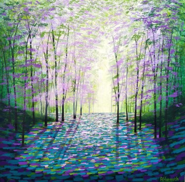 Painting titled "Sunbeams and Quiet…" by Amanda Horvath, Original Artwork, Acrylic Mounted on Wood Stretcher frame