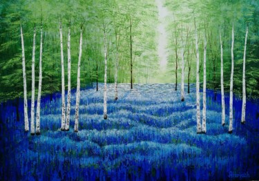 Painting titled "By the Shady Wood" by Amanda Horvath, Original Artwork, Acrylic Mounted on Wood Stretcher frame