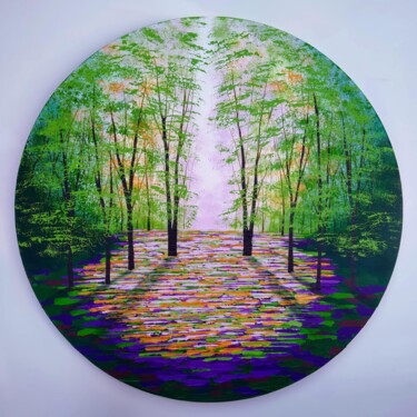 Картина под названием "Honeysuckle Wood" - Amanda Horvath, Подлинное произведение искусства, Акрил Установлен на Деревянная…