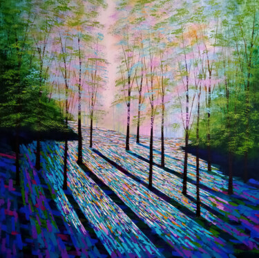Painting titled "Woodland Harmony" by Amanda Horvath, Original Artwork, Acrylic Mounted on Wood Stretcher frame