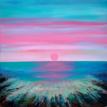 Painting titled "Sunset Cove" by Amanda Horvath, Original Artwork, Acrylic Mounted on Wood Stretcher frame