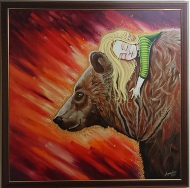 Pittura intitolato "Papa ours" da Amandina Sgroï, Opera d'arte originale, Acrilico