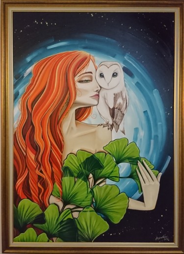 Painting titled "Lunaire" by Amandina Sgroï, Original Artwork, Acrylic