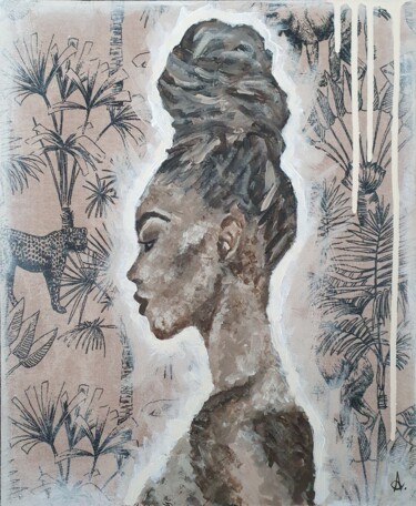 Pintura titulada "Djenaba" por Amandine B., Obra de arte original, Acrílico Montado en Bastidor de camilla de madera