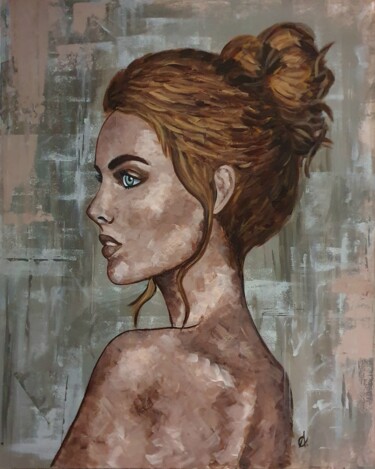 Painting titled "Catherine" by Amandine B., Original Artwork, Acrylic Mounted on Wood Stretcher frame