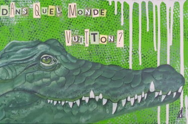 Painting titled "Dans quel monde Vui…" by Amandine B., Original Artwork, Acrylic Mounted on Wood Stretcher frame