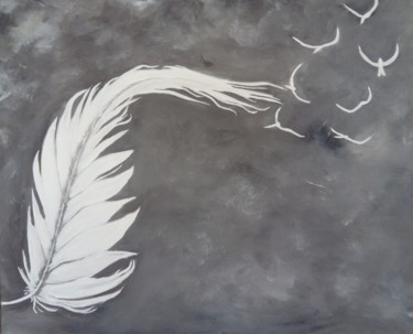 Painting titled "plume" by Amandine Eon, Original Artwork, Acrylic