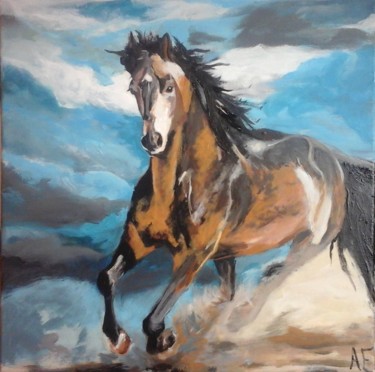 Painting titled "cheval" by Amandine Eon, Original Artwork, Acrylic