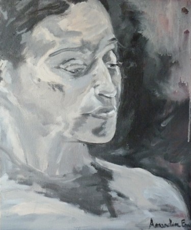 Painting titled "portrait femme" by Amandine Eon, Original Artwork, Acrylic