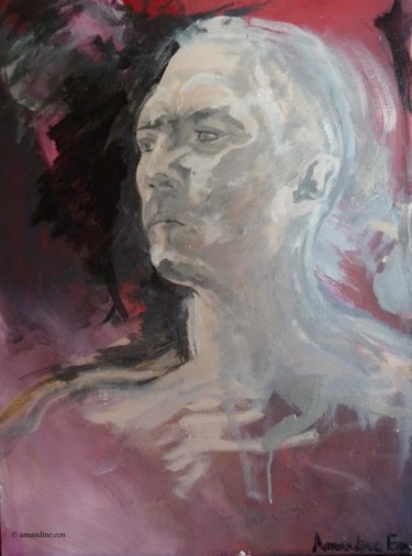 Painting titled "portrait homme" by Amandine Eon, Original Artwork, Acrylic