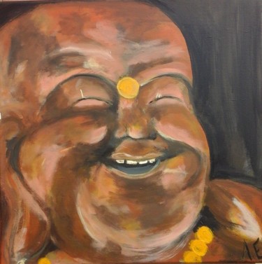 bouddha rieur Peinture intitulée "bouddha rieur" par Amandine Eon, Œuvre d'art originale, Acrylique