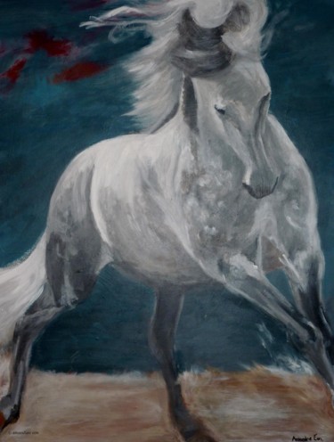 Painting titled "cheval" by Amandine Eon, Original Artwork