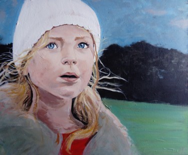 Peinture intitulée "portrait fillette" par Amandine Eon, Œuvre d'art originale, Acrylique