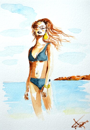 Painting titled "BZH 5" by Amandine Faure, Original Artwork, Watercolor