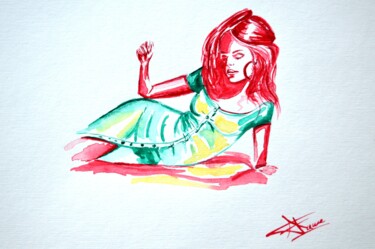 Peinture intitulée "Vanessa" par Amandine Faure, Œuvre d'art originale, Aquarelle