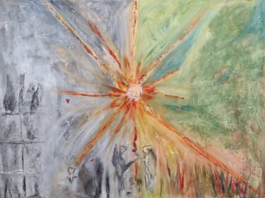 Painting titled "Ascension" by Amandine Quintard, Original Artwork, Acrylic Mounted on Wood Stretcher frame