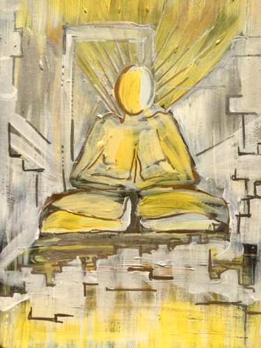 Painting titled "Méditation" by Amandine Serriere, Original Artwork, Acrylic
