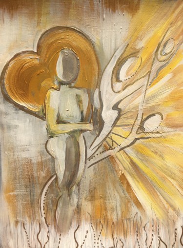 Painting titled "Passeur d’âmes" by Amandine Serriere, Original Artwork, Acrylic