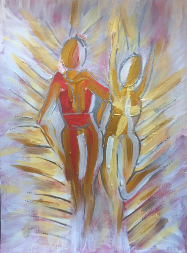 Painting titled "Rencontre" by Amandine Serriere, Original Artwork, Acrylic