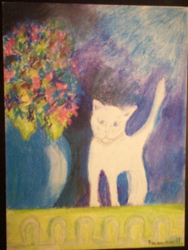 Painting titled "Chat" by Amandine Maret, Original Artwork