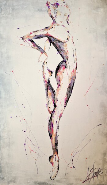 Painting titled "ELEGANZA" by Amandyne Steropês, Original Artwork, Acrylic Mounted on Wood Stretcher frame