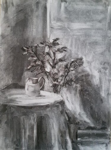 Dibujo titulada "Presence of  Absenc…" por Amani Hassan, Obra de arte original, Carbón