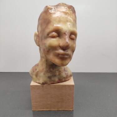 Sculptuur getiteld "Wax Head" door Amani Zreba, Origineel Kunstwerk, Was