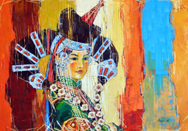 Painting titled "Khalkh Lady" by Amarsaikhan Namsraijav, Original Artwork, Oil