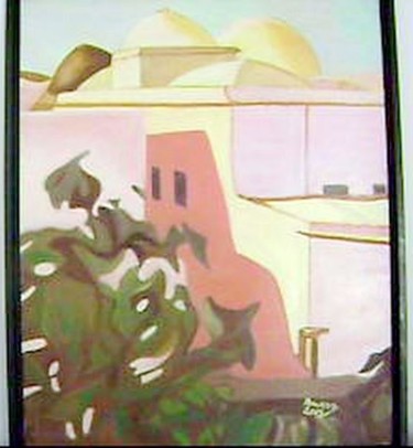 Peinture intitulée "TOITS de HAMMAMET" par Mahmoud Amara, Œuvre d'art originale, Huile