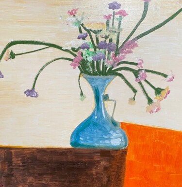 Peinture intitulée "The blue vase 1." par Maria Yusupova, Œuvre d'art originale, Huile