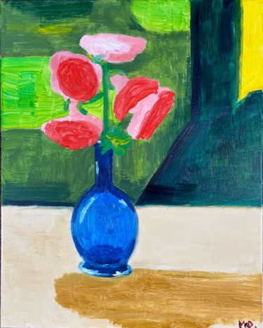 Pittura intitolato "The blue vase 3." da Maria Yusupova, Opera d'arte originale, Olio