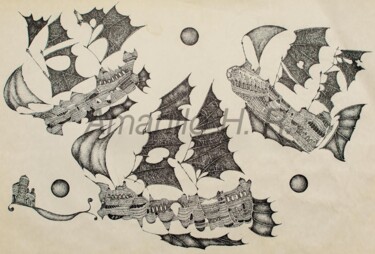 Peinture intitulée "OCEANO" par Amarillohr, Œuvre d'art originale, Encre