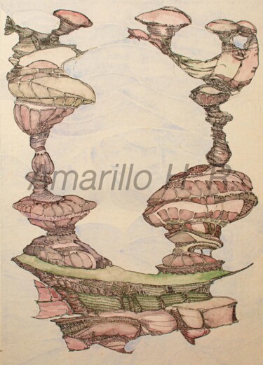 Pintura titulada "VIAJERO UNIVERSAL" por Amarillohr, Obra de arte original, Acuarela