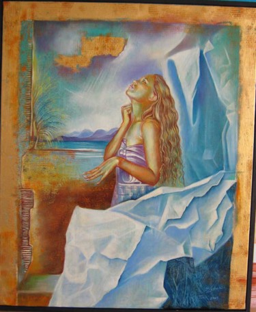 Painting titled "Aspiration vers la…" by Gisèle Ledoux, Original Artwork, Oil