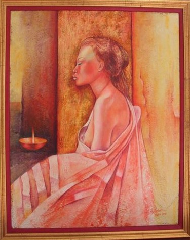 Pittura intitolato "Contemplation-de-la…" da Gisèle Ledoux, Opera d'arte originale, Olio