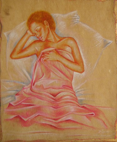 Schilderij getiteld "Sommeil-ouate-50x60…" door Gisèle Ledoux, Origineel Kunstwerk, Olie