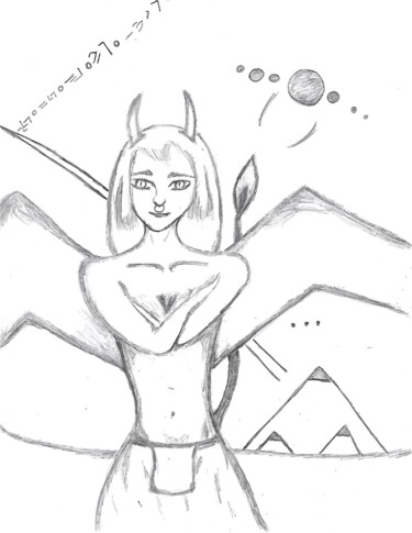 Dessin intitulée "Transhuman demon" par Amathauntacreator, Œuvre d'art originale, Crayon
