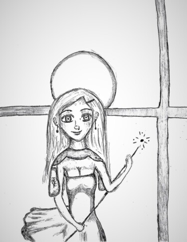 Drawing titled "Swiss magic girl" by Amathauntacreator, Original Artwork, Pencil