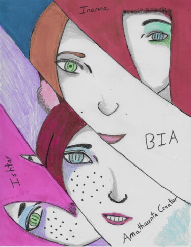Dessin intitulée "Me and my lovely fa…" par Amathauntacreator, Œuvre d'art originale, Crayon