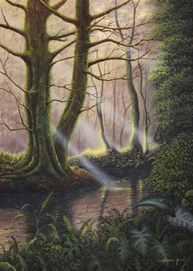 Pintura intitulada "Àrvores de Outono" por Amauri Junior, Obras de arte originais, Óleo