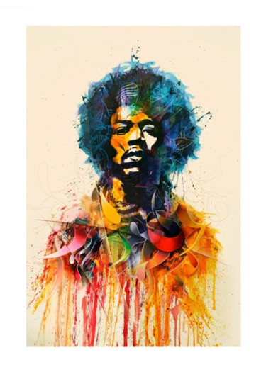 Gravures & estampes intitulée "Icône Jimi Hendrix…" par Amaury Dubois, Œuvre d'art originale, Impression numérique