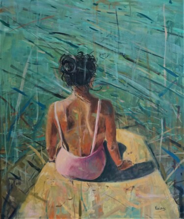 Pintura titulada "La bañista" por Amaya F Fariza, Obra de arte original, Oleo Montado en Bastidor de camilla de madera