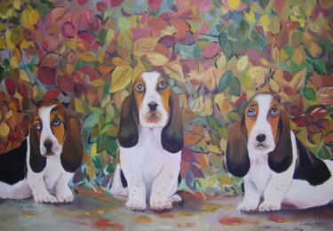 Pintura titulada "3 amigos" por Amaya F Fariza, Obra de arte original, Oleo Montado en Panel de madera