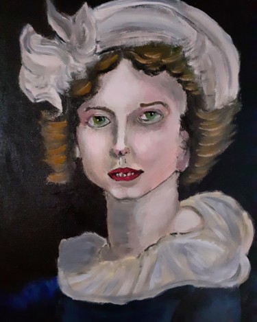 Painting titled "Dame de l'Évigilans…" by Amazeigh Bouzékri, Original Artwork, Acrylic