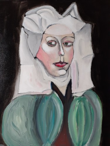 Painting titled "La Nonne Maudite" by Amazeigh Bouzékri, Original Artwork, Acrylic