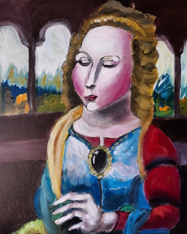 Картина под названием "Dame BeauRegard" - Amazeigh Bouzékri, Подлинное произведение искусства, Масло