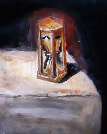 Peinture intitulée "Le Sablier Du Temps" par Amazeigh Bouzékri, Œuvre d'art originale, Huile