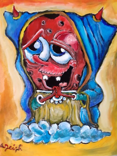 Pittura intitolato "Devil Spongebob V.2" da Amazeigh Bouzékri, Opera d'arte originale, Olio